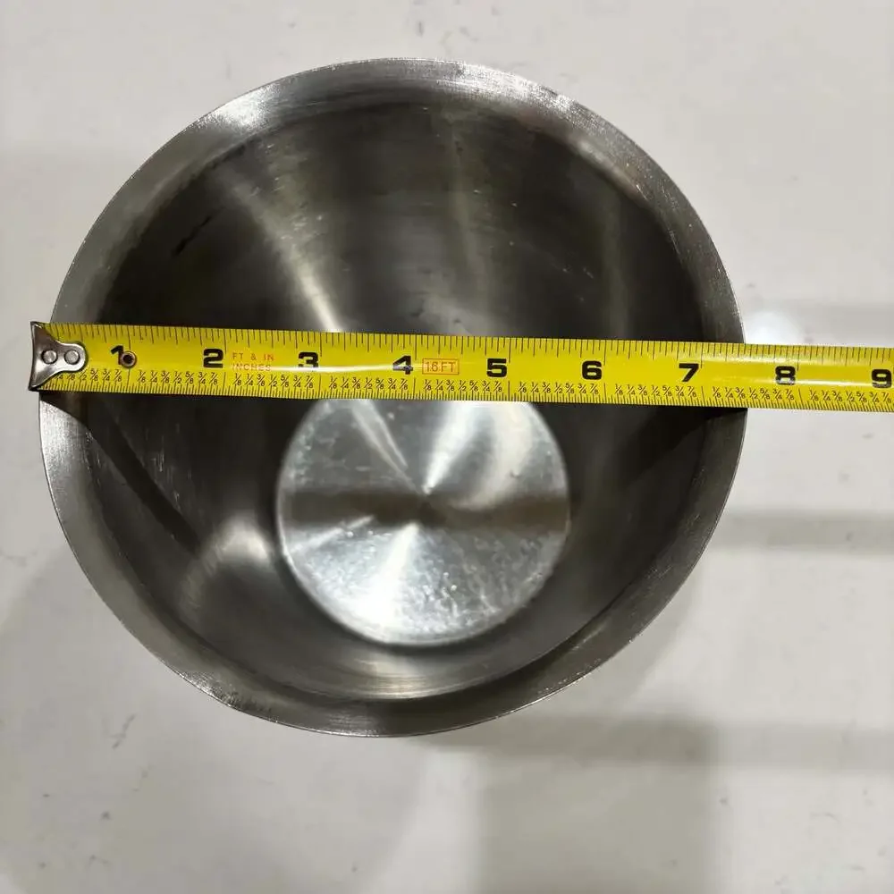 Vintage Style Stainless Steel Wine Champagne Ice Bucket with Brass Ring Handles
